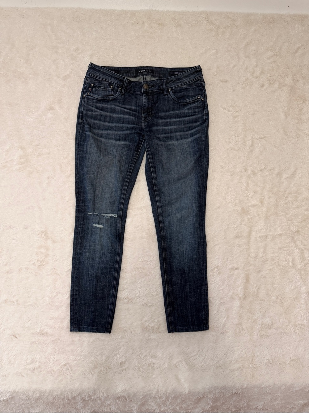 Vigoss The Chelsea Skinny Jeans Size 27 Distressed Ankle Dark Wash Denim